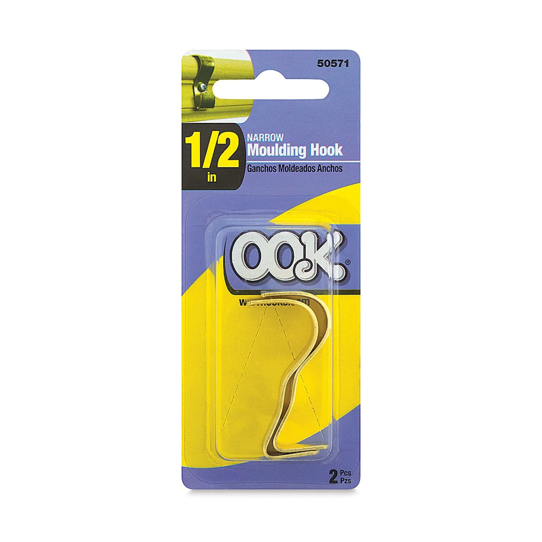 Open in modal - Ook Narrow Moulding Hooks - Front of blister package of 2 Hooks
