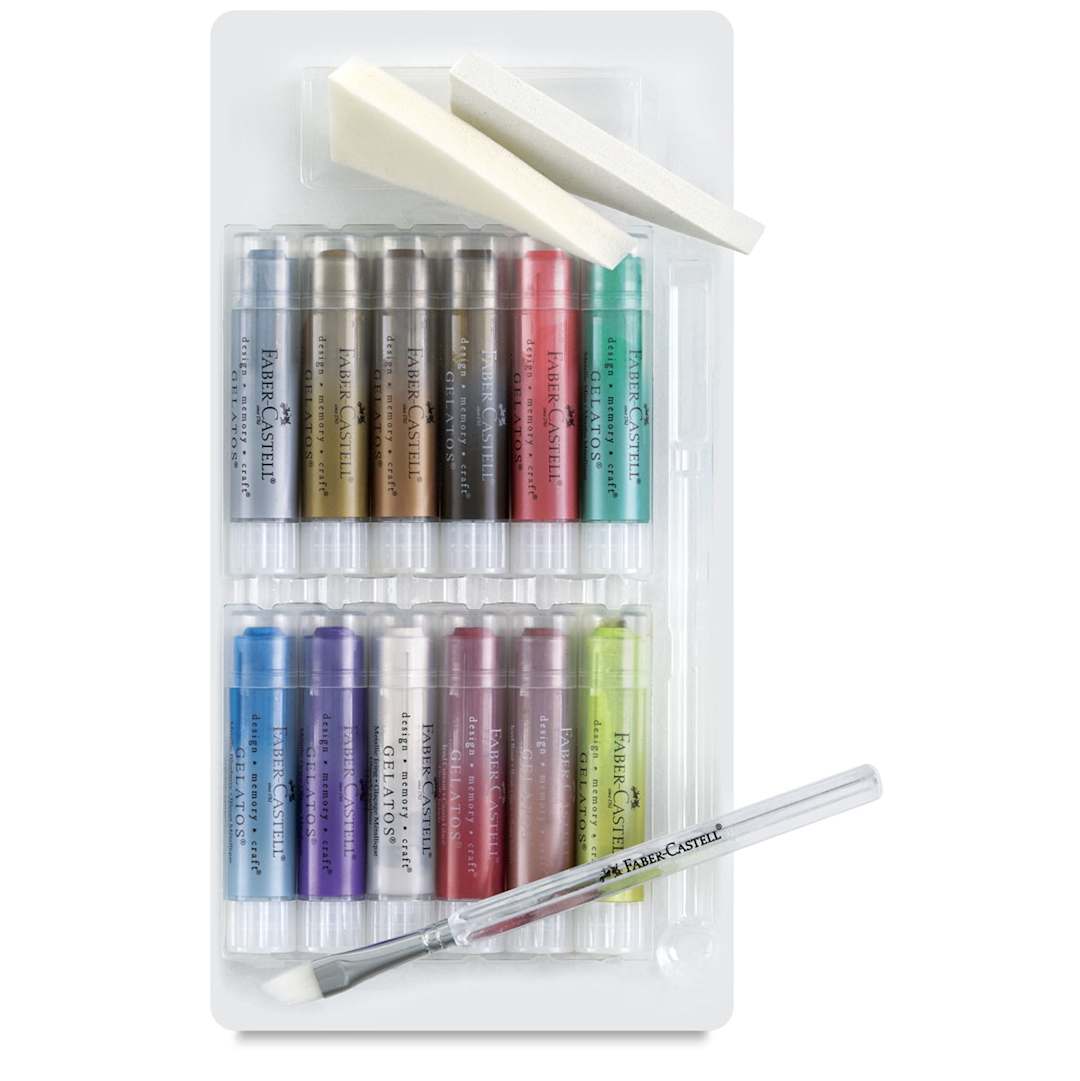 Open in modal - Faber-Castell Gelatos Sets - Front of 15 pc Metallics Assortment Set