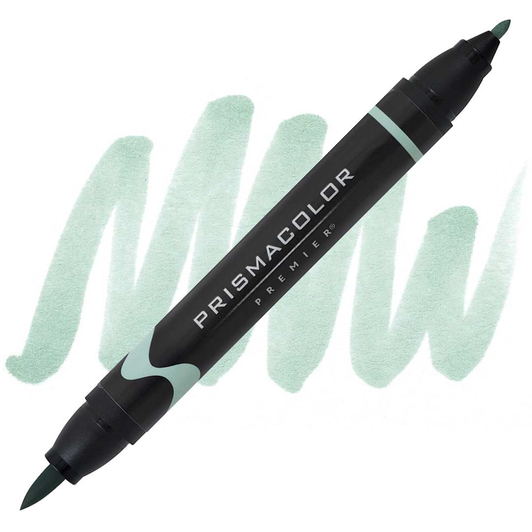 Open in modal - Prismacolor Premier Dual-Ended Brush Tip Marker - Celadon Green (marker and swatch)