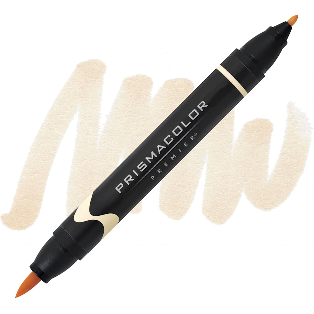 Open in modal - Prismacolor Premier Dual-Ended Brush Tip Marker - Eggshell (marker and swatch)