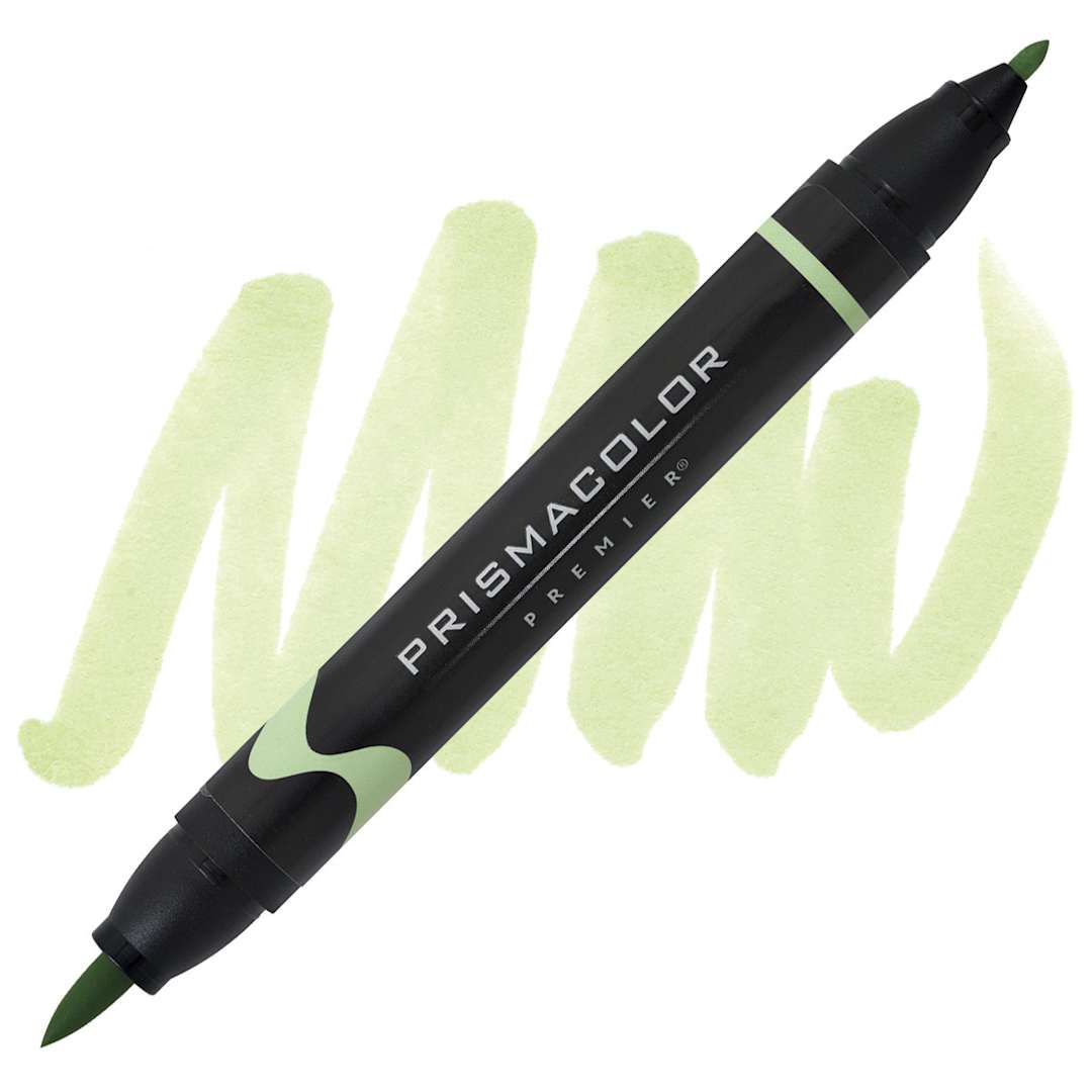 Open in modal - Prismacolor Premier Dual-Ended Brush Tip Marker - Green Tea (marker and swatch)