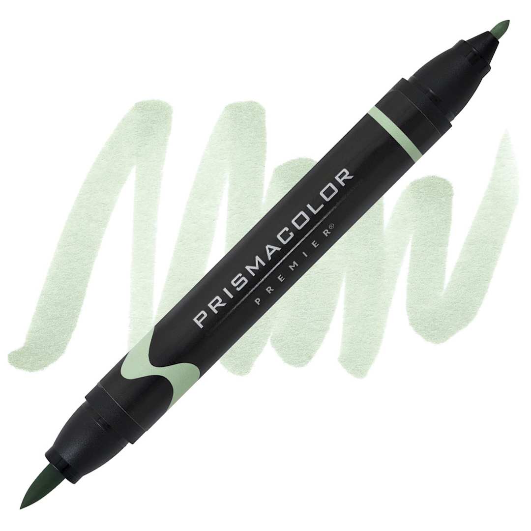 Open in modal - Prismacolor Premier Dual-Ended Brush Tip Marker - Lime Green (marker and swatch)