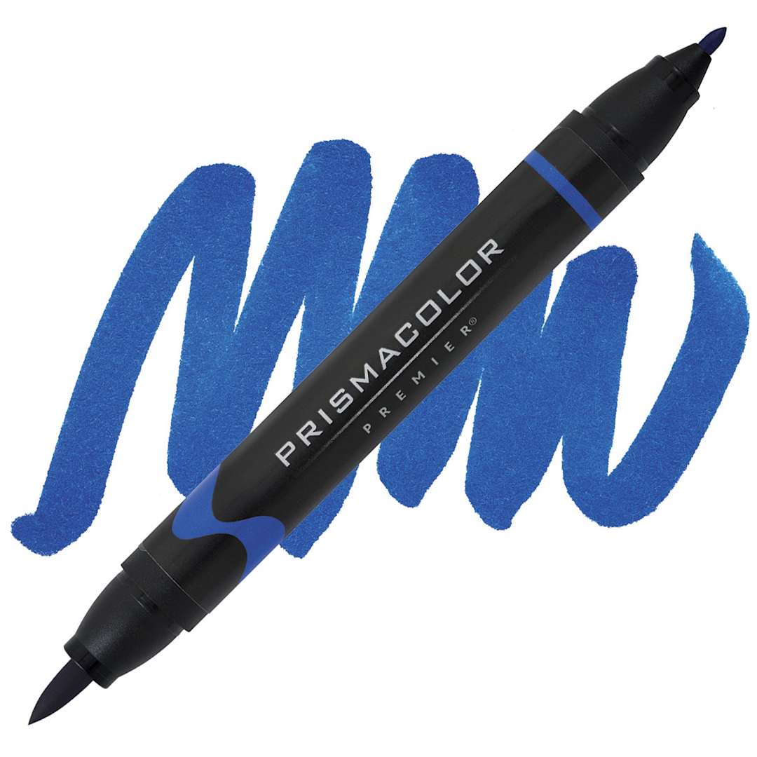 Open in modal - Prismacolor Premier Dual-Ended Brush Tip Marker - Violet Blue (marker and swatch)