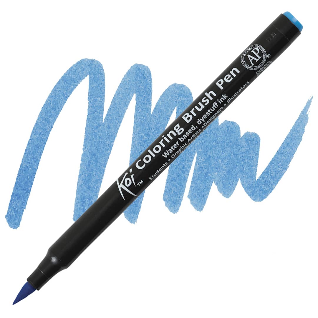 Open in modal - Sakura Koi Coloring Brush Pen - Aqua Blue pen and swatch