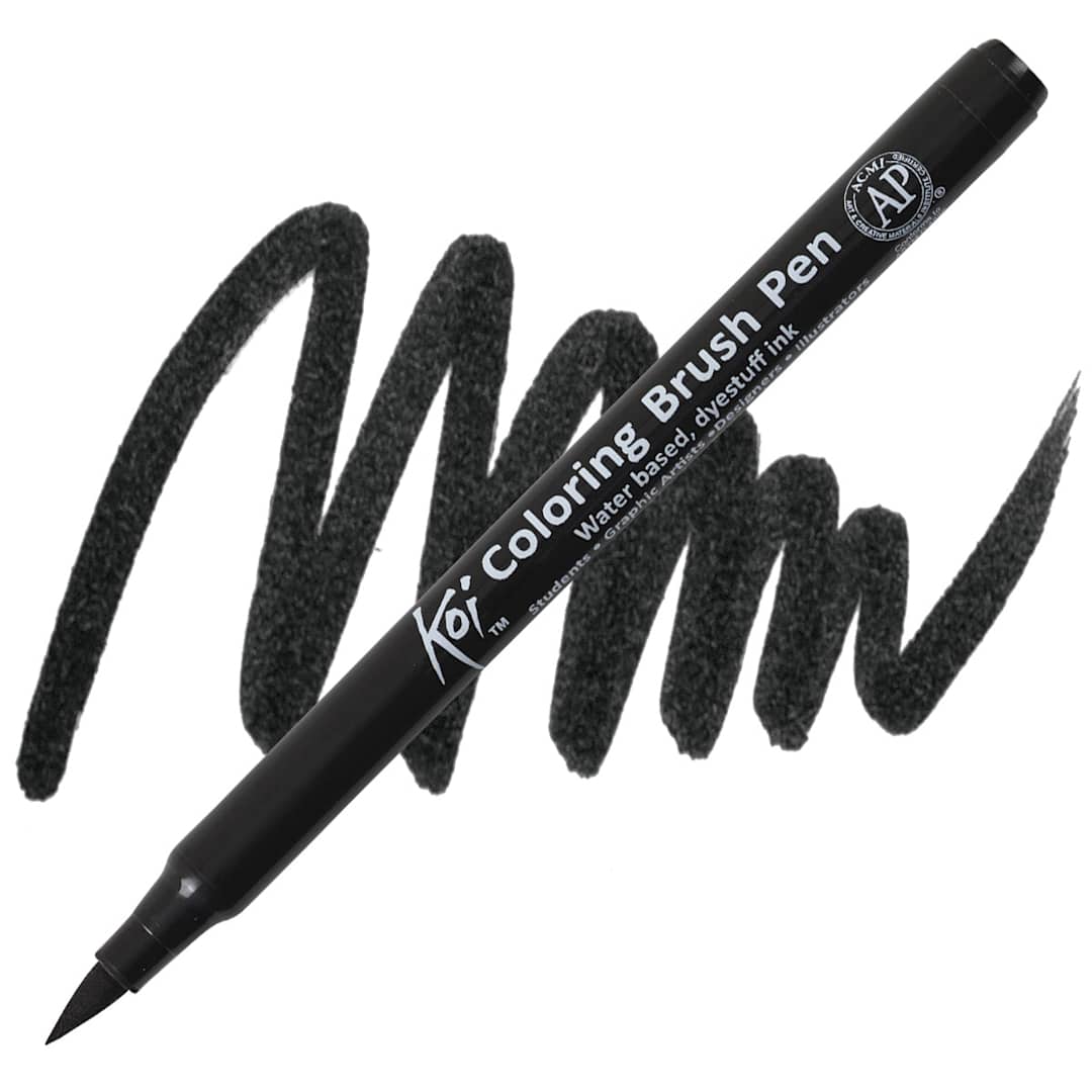 Open in modal - Sakura Koi Coloring Brush Pen - Black pen and swatch