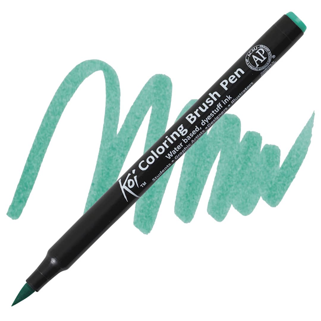 Open in modal - Sakura Koi Coloring Brush Pen - Blue Green Light pen and swatch