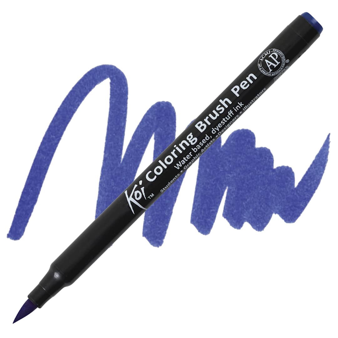 Open in modal - Sakura Koi Coloring Brush Pen - Blue pen and swatch