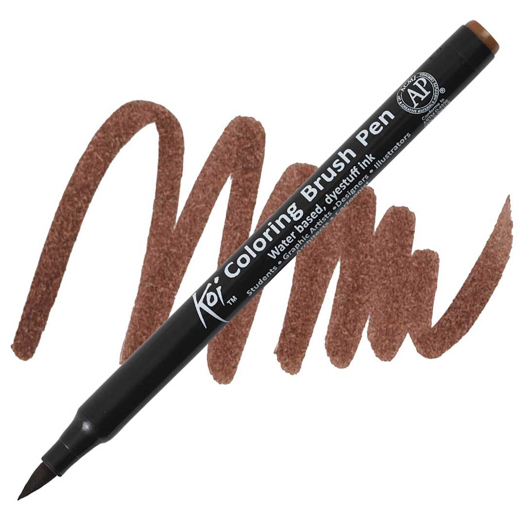 Open in modal - Sakura Koi Coloring Brush Pen - Brown pen and swatch