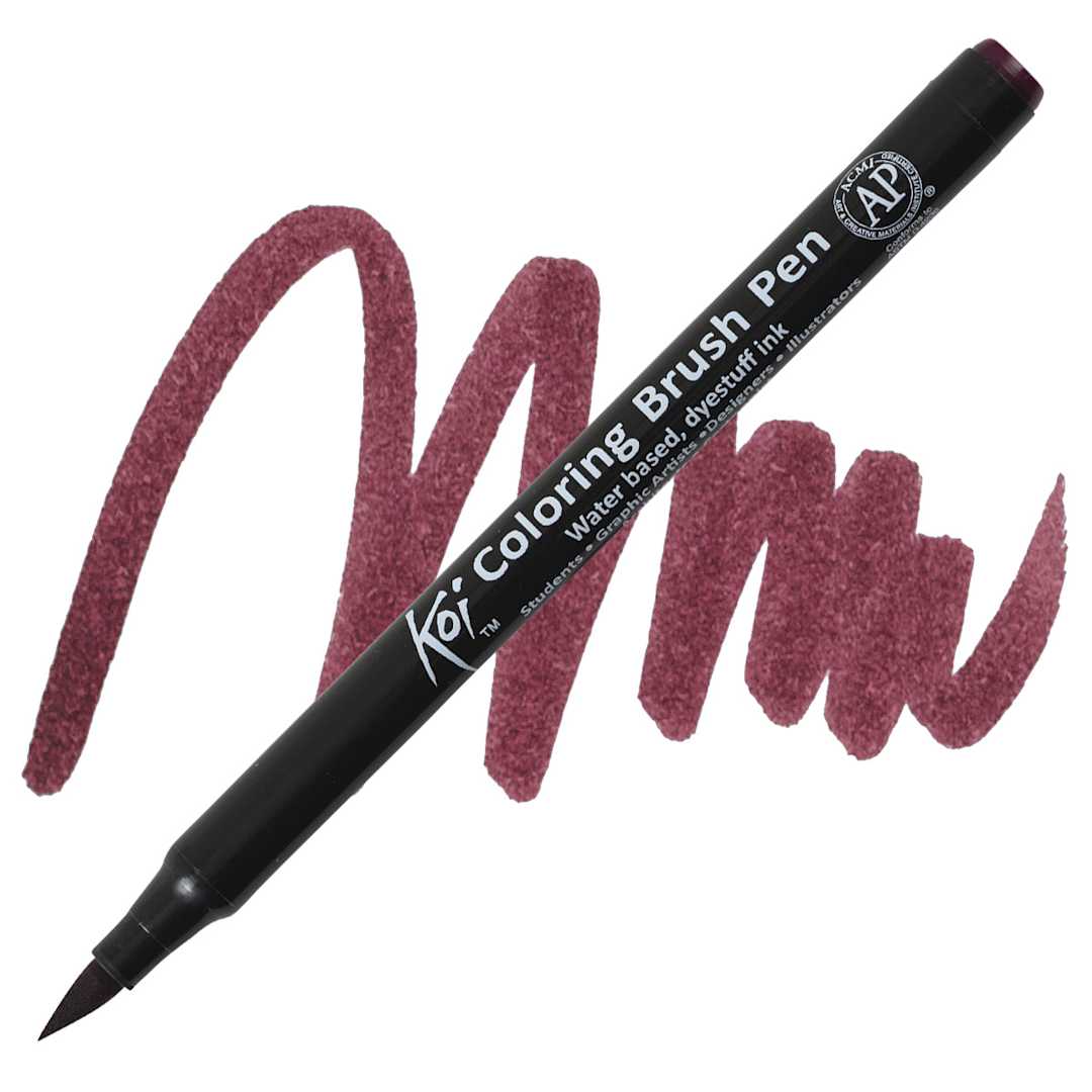 Open in modal - Sakura Koi Coloring Brush Pen - Burgundy pen and swatch