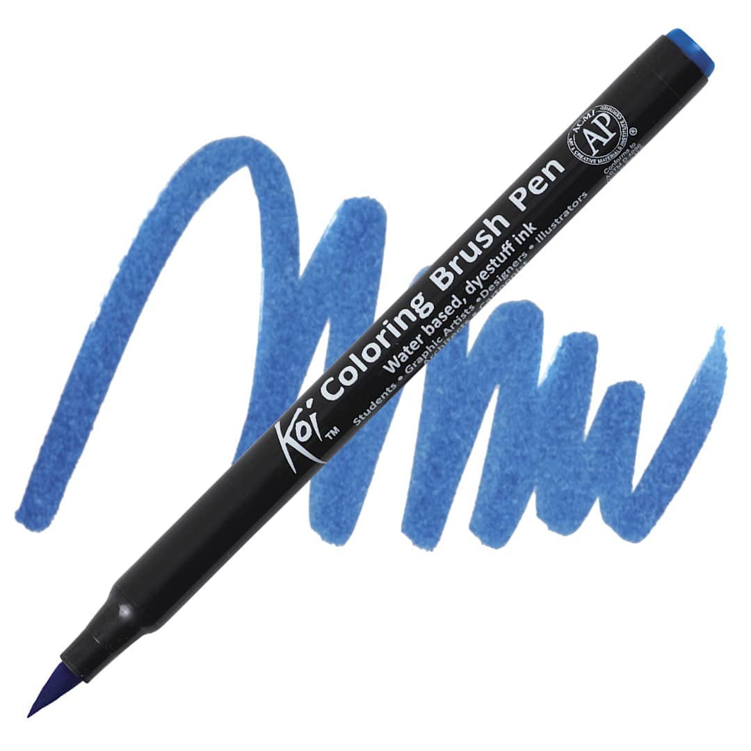 Open in modal - Sakura Koi Coloring Brush Pen - Cerulean Blue pen and swatch