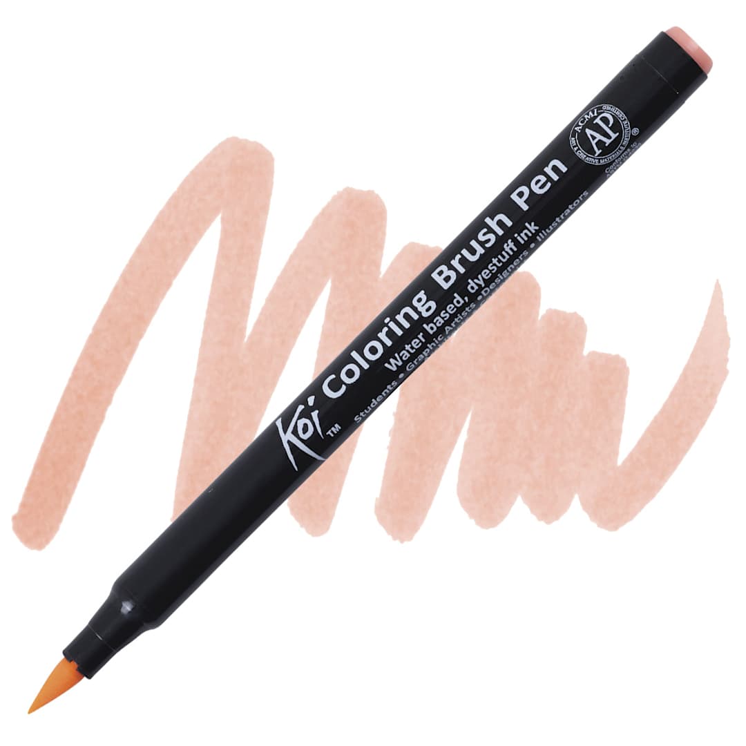 Open in modal - Sakura Koi Coloring Brush Pen - Coral Red pen and swatch
