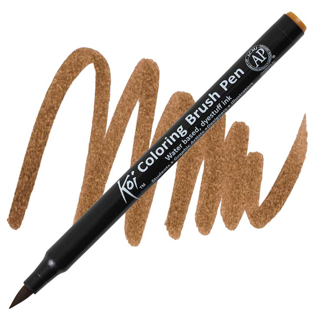 Open in modal - Sakura Koi Coloring Brush Pen - Dark Brown pen and swatch
