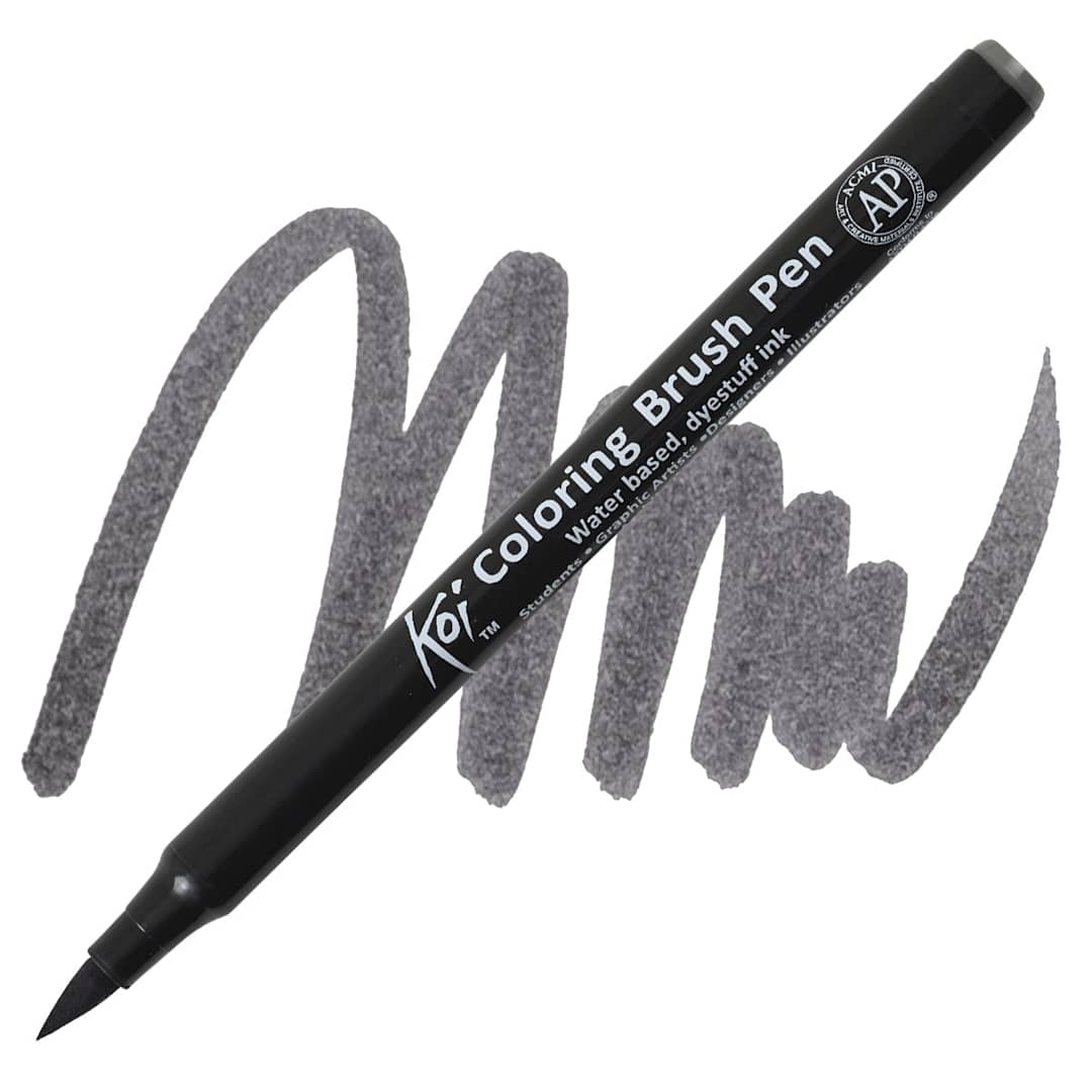 Open in modal - Sakura Koi Coloring Brush Pen - Dark Warm Gray pen and swatch