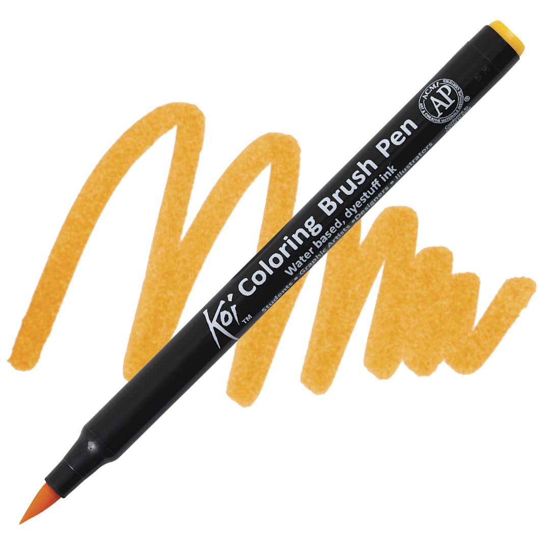Open in modal - Sakura Koi Coloring Brush Pen - Deep Yellow pen and swatch