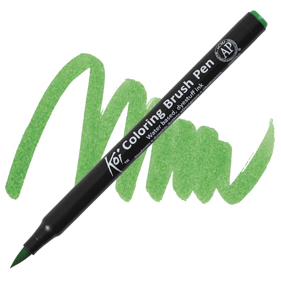 Open in modal - Sakura Koi Coloring Brush Pen - Emerald Green pen and swatch