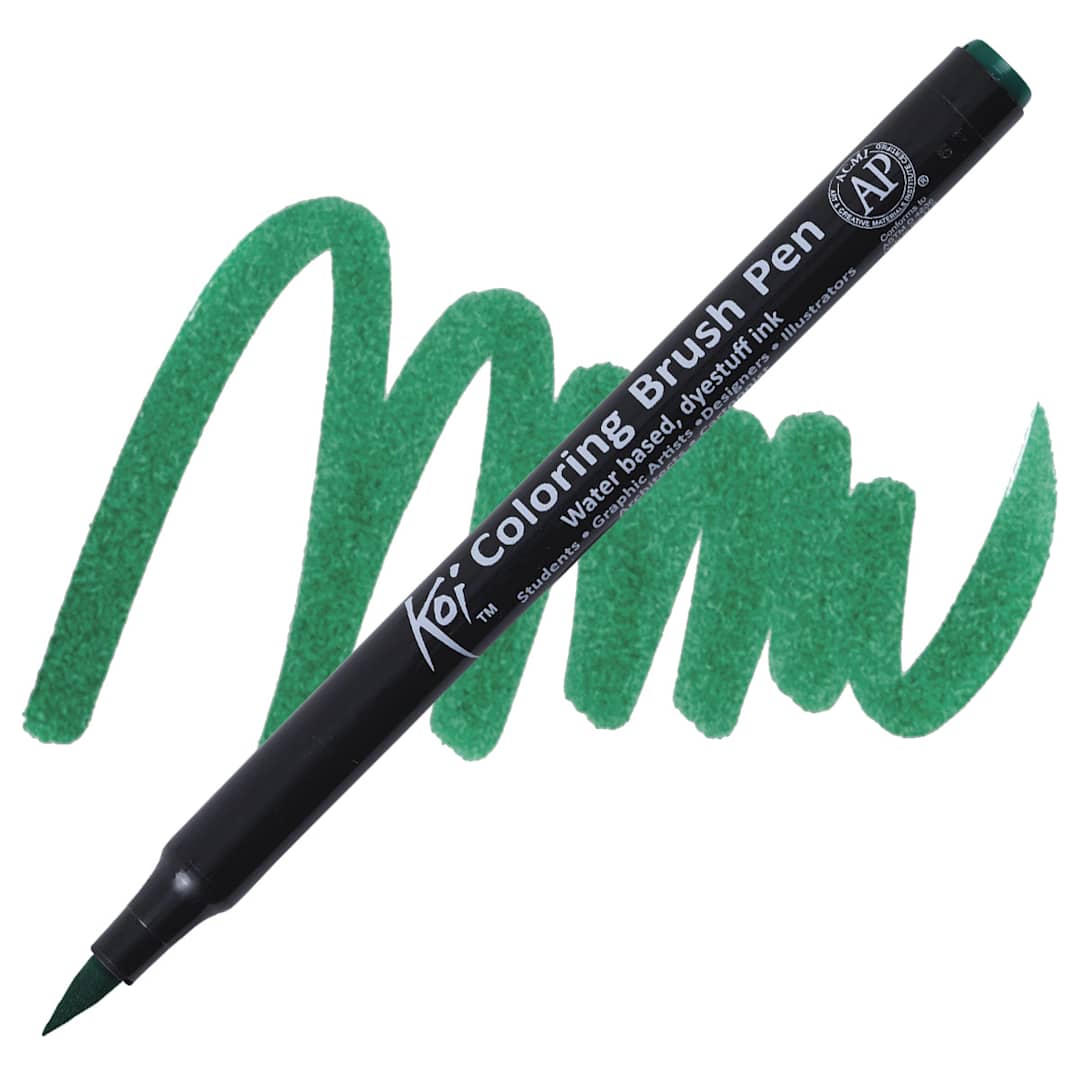 Open in modal - Sakura Koi Coloring Brush Pen - Green pen and swatch