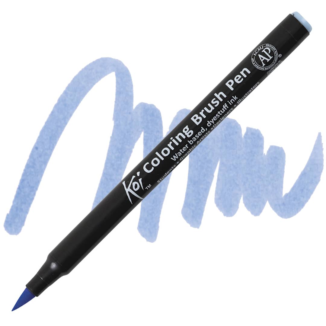 Open in modal - Sakura Koi Coloring Brush Pen - Light Sky Blue pen and swatch