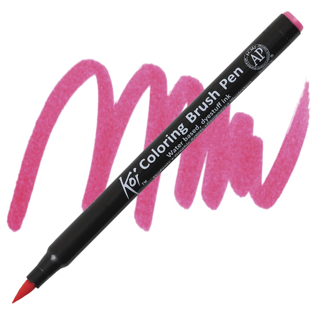 Open in modal - Sakura Koi Coloring Brush Pen - Magenta Pink pen and swatch