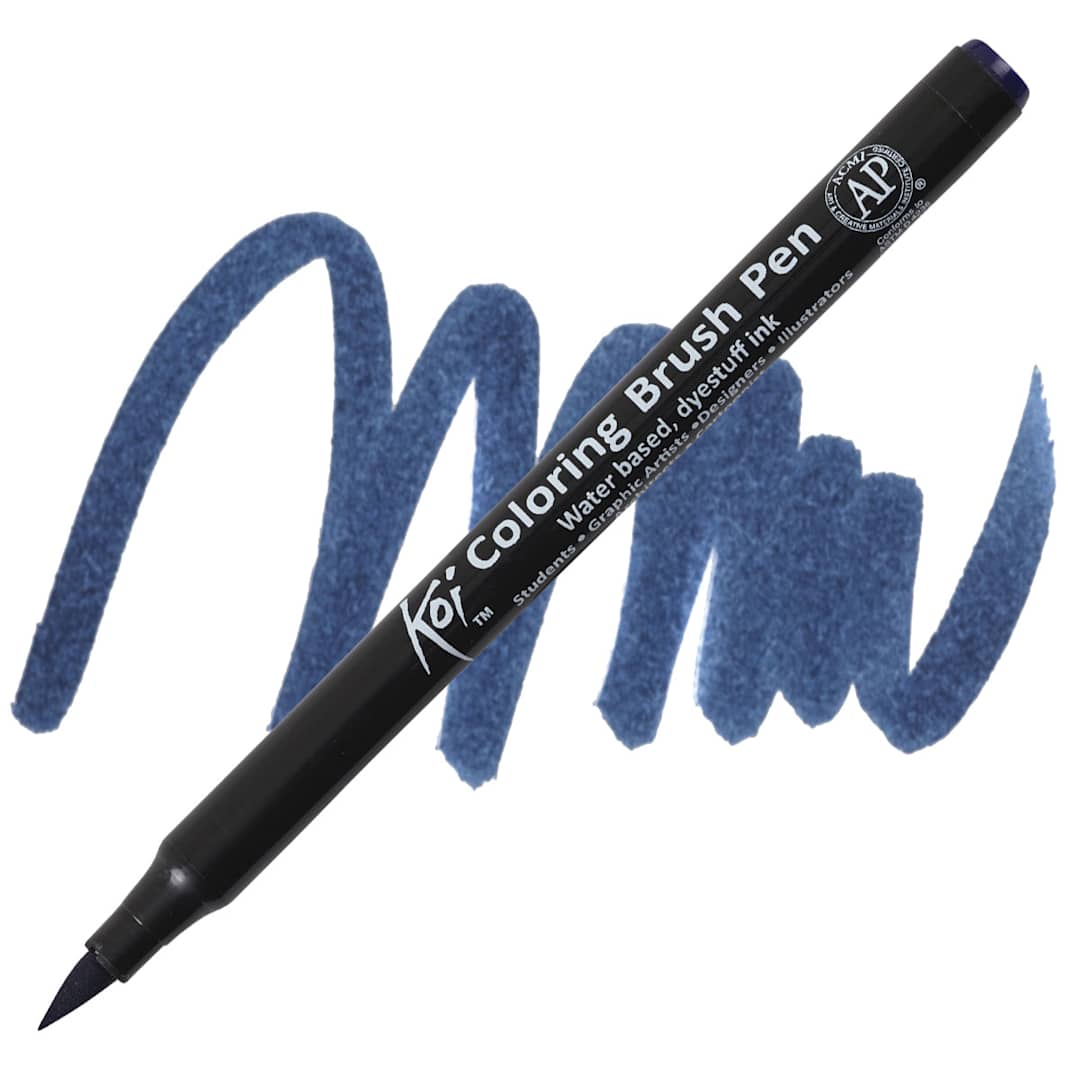 Open in modal - Sakura Koi Coloring Brush Pen - Prussian Blue pen and swatch