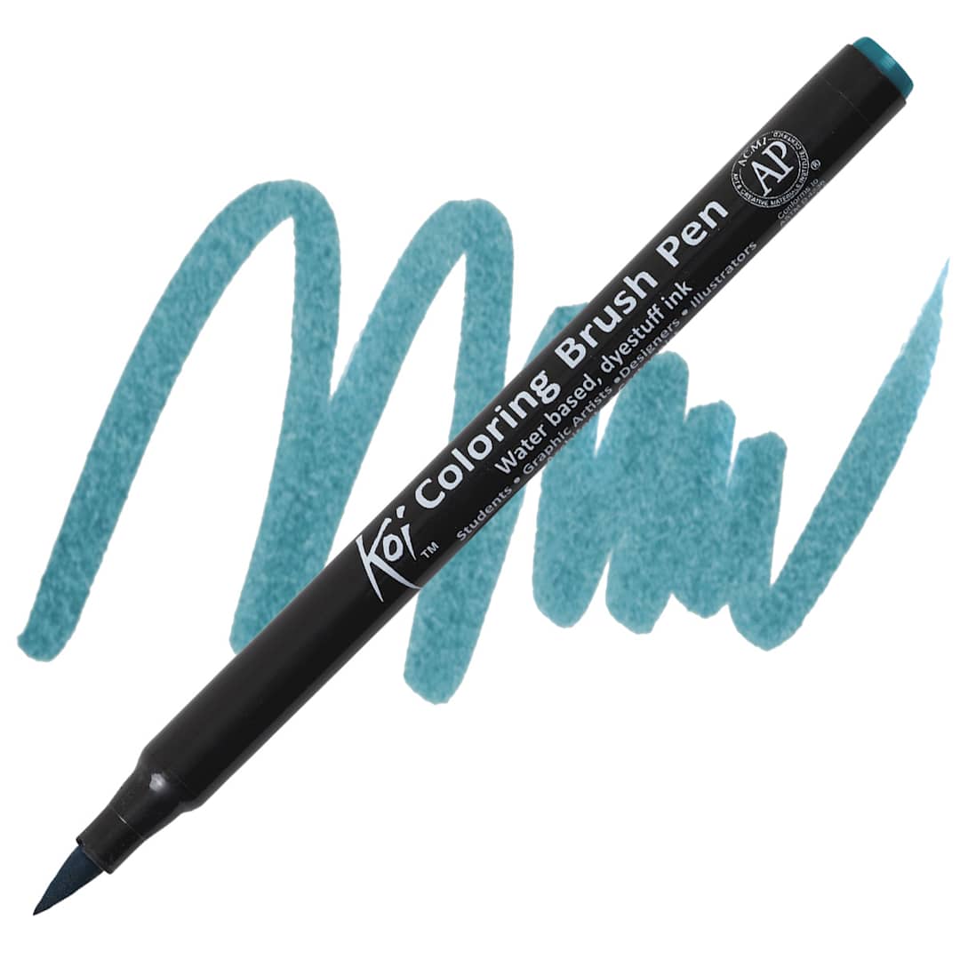 Open in modal - Sakura Koi Coloring Brush Pen - Viridian pen and swatch