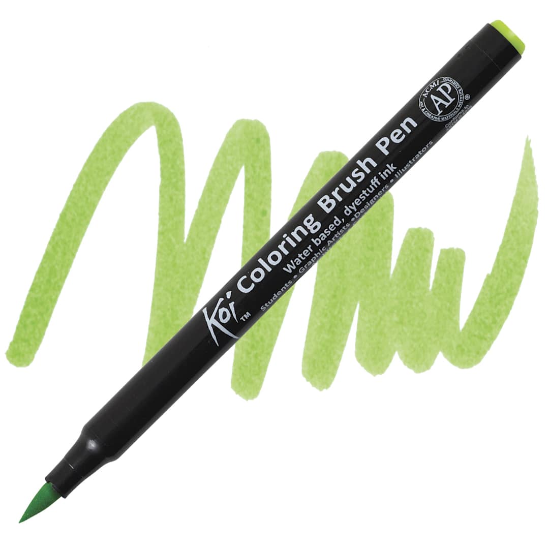 Open in modal - Sakura Koi Coloring Brush Pen - Yellow Green pen and swatch
