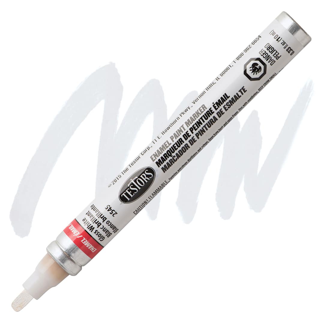 Open in modal - Testors Enamel Paint Marker - Gloss White marker and swatch