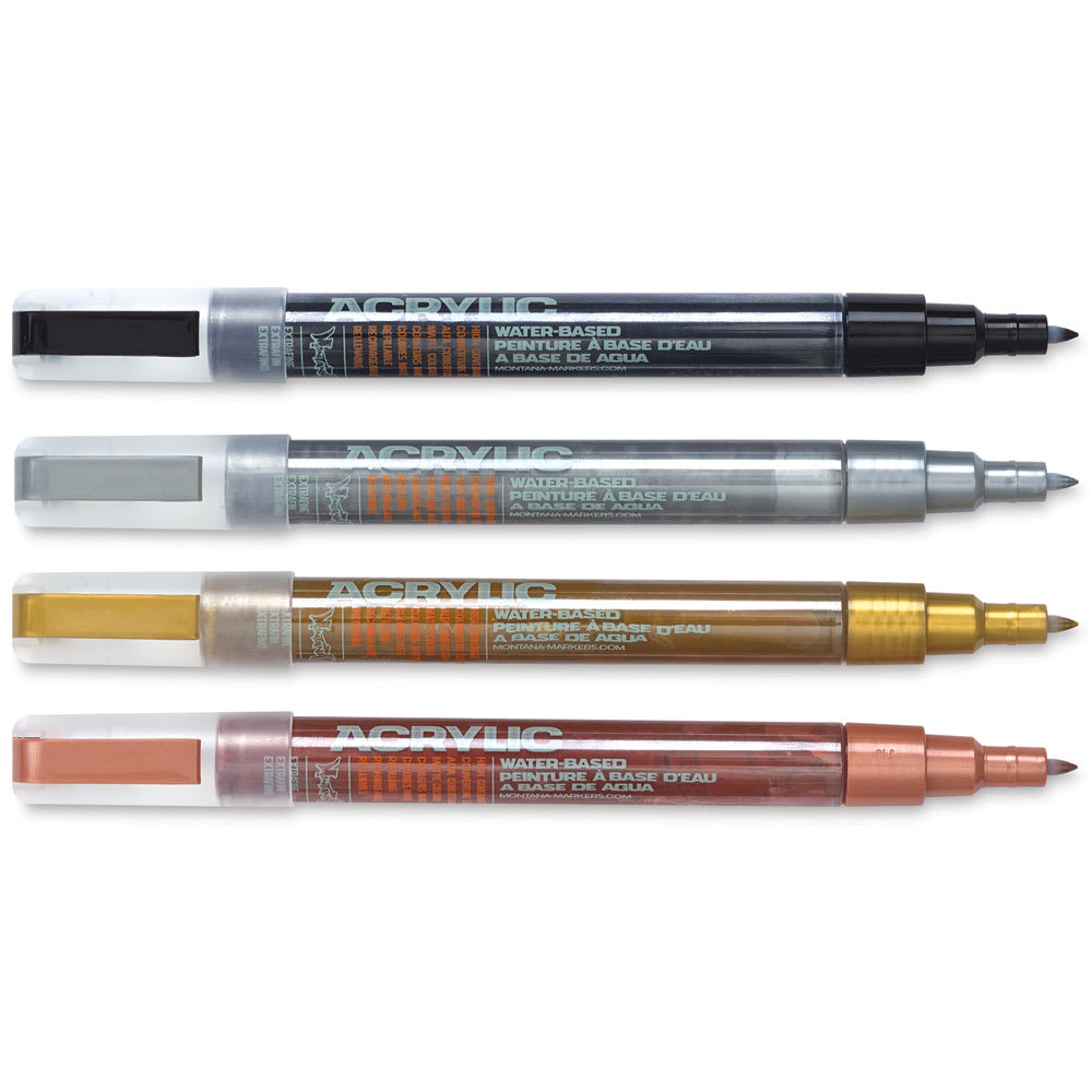 Open in modal - Montana Acrylic Markers - Set of 4, Metallic, Extra Fine Point