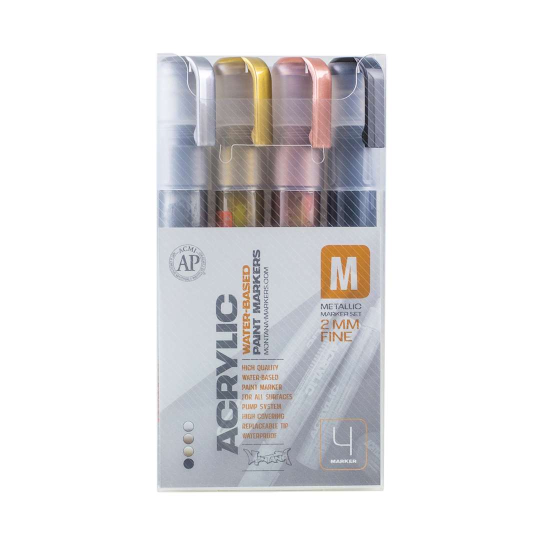 Open in modal - Montana Acrylic Marker Sets 4-Color Metallic Set - Fine