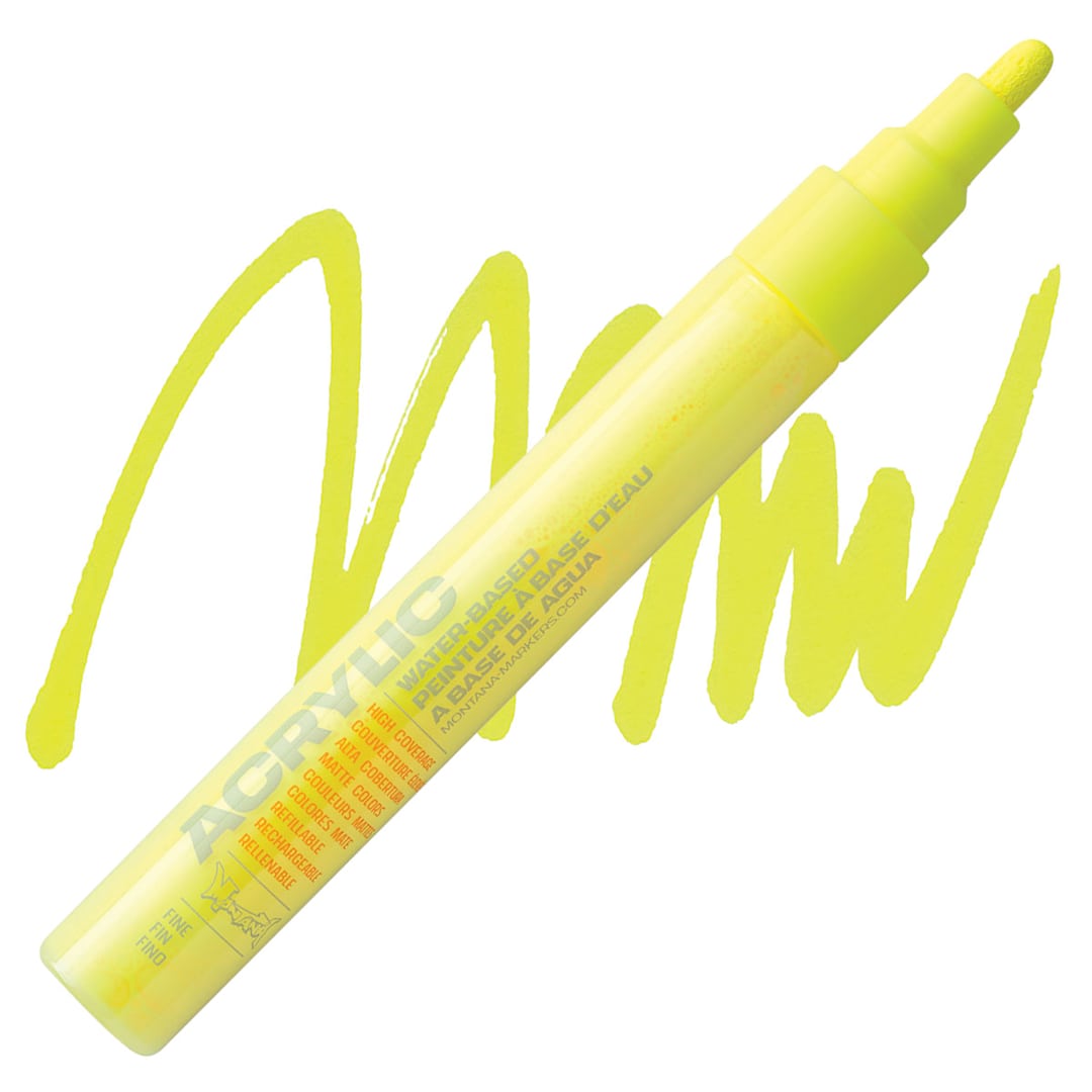 Open in modal - Montana Acrylic Marker - 2 mm Tip, Flash Yellow marker and swatch