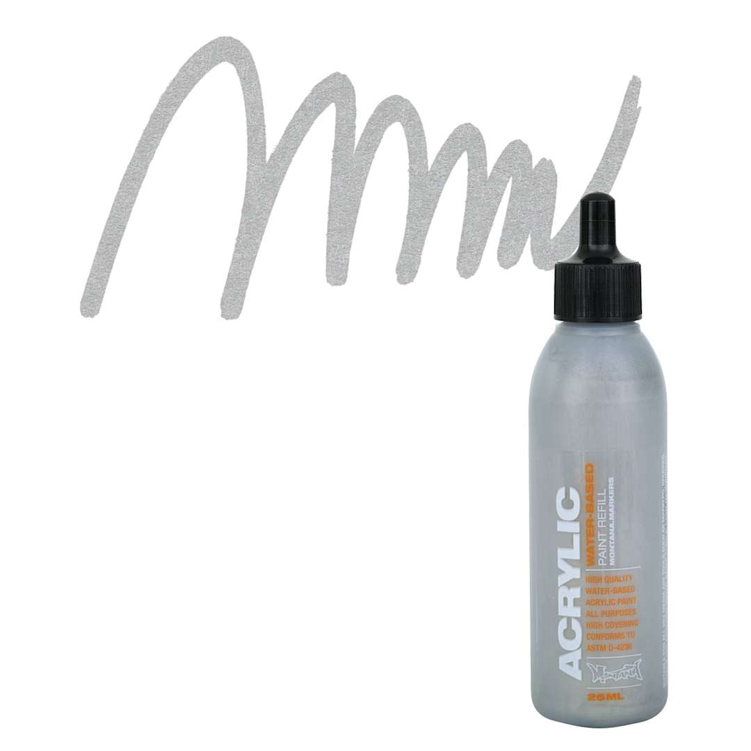Open in modal - Montana Acrylic Marker Refill - 25 ml , Outline Silver (Metallic), Refill and swatch