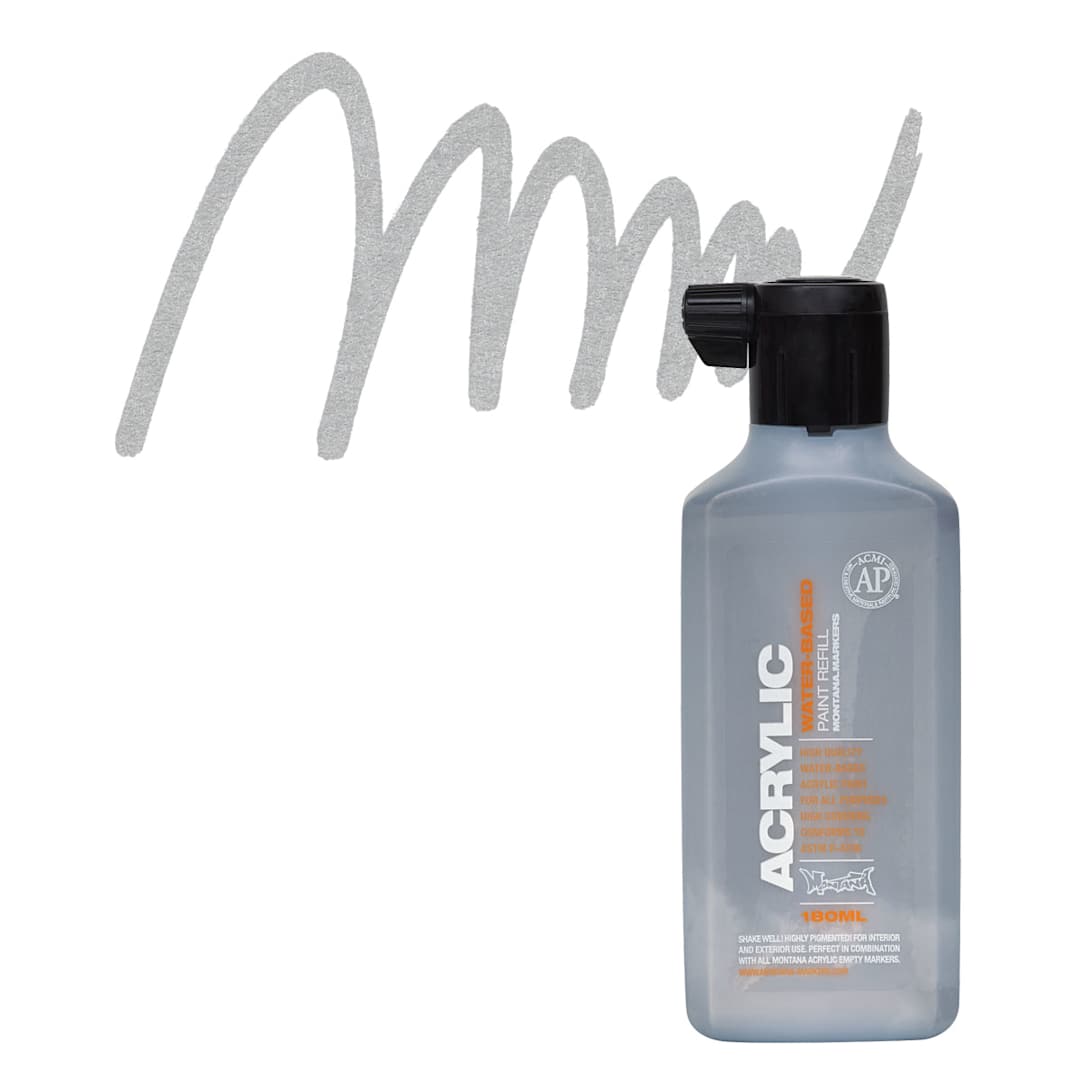 Open in modal - Montana Acrylic Marker Refill - 180 ml, Outline Silver (Metallic), Refill and swatch