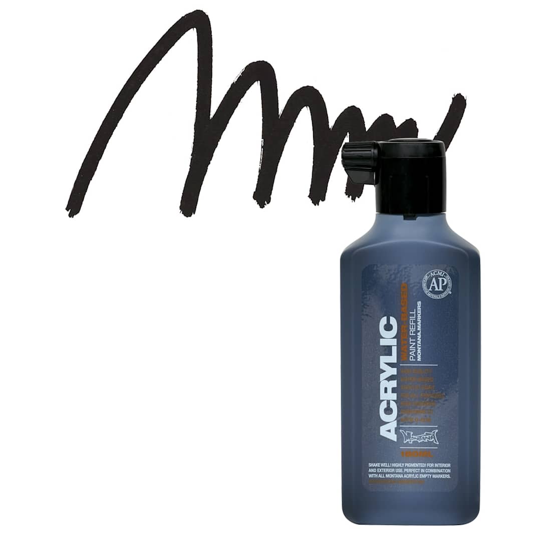 Open in modal - Montana Acrylic Marker Refill - 180 ml, Shock Black, Refill and swatch