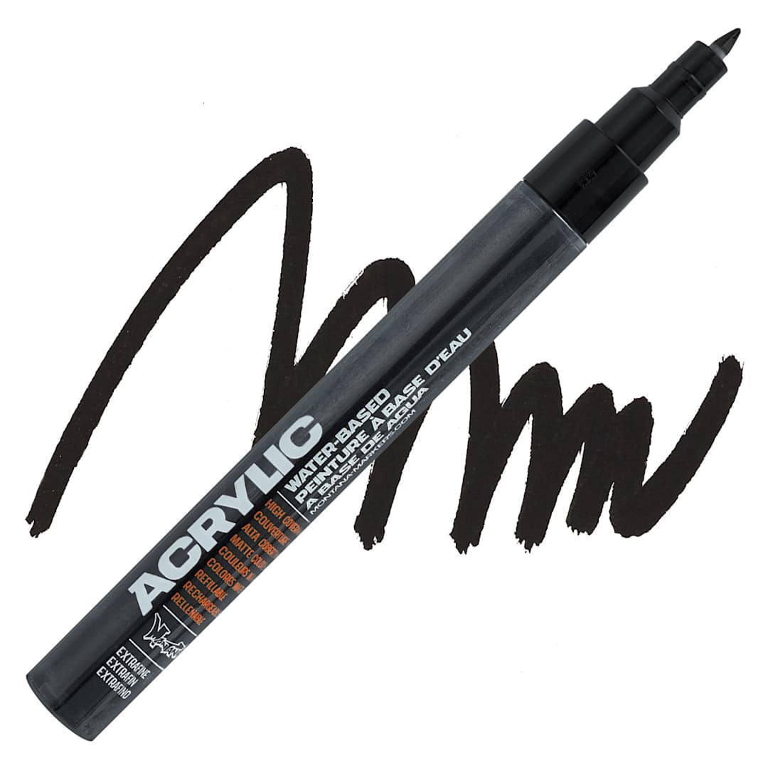 Open in modal - Montana Acrylic Marker - 0.7 mm Tip, Shock Black marker and swatch