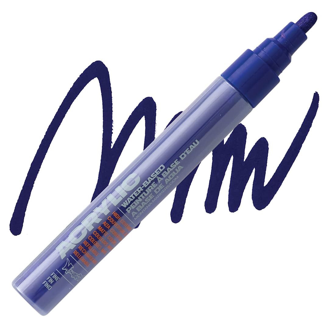 Open in modal - Montana Acrylic Marker - 2 mm Tip, Shock Blue Dark marker and swatch
