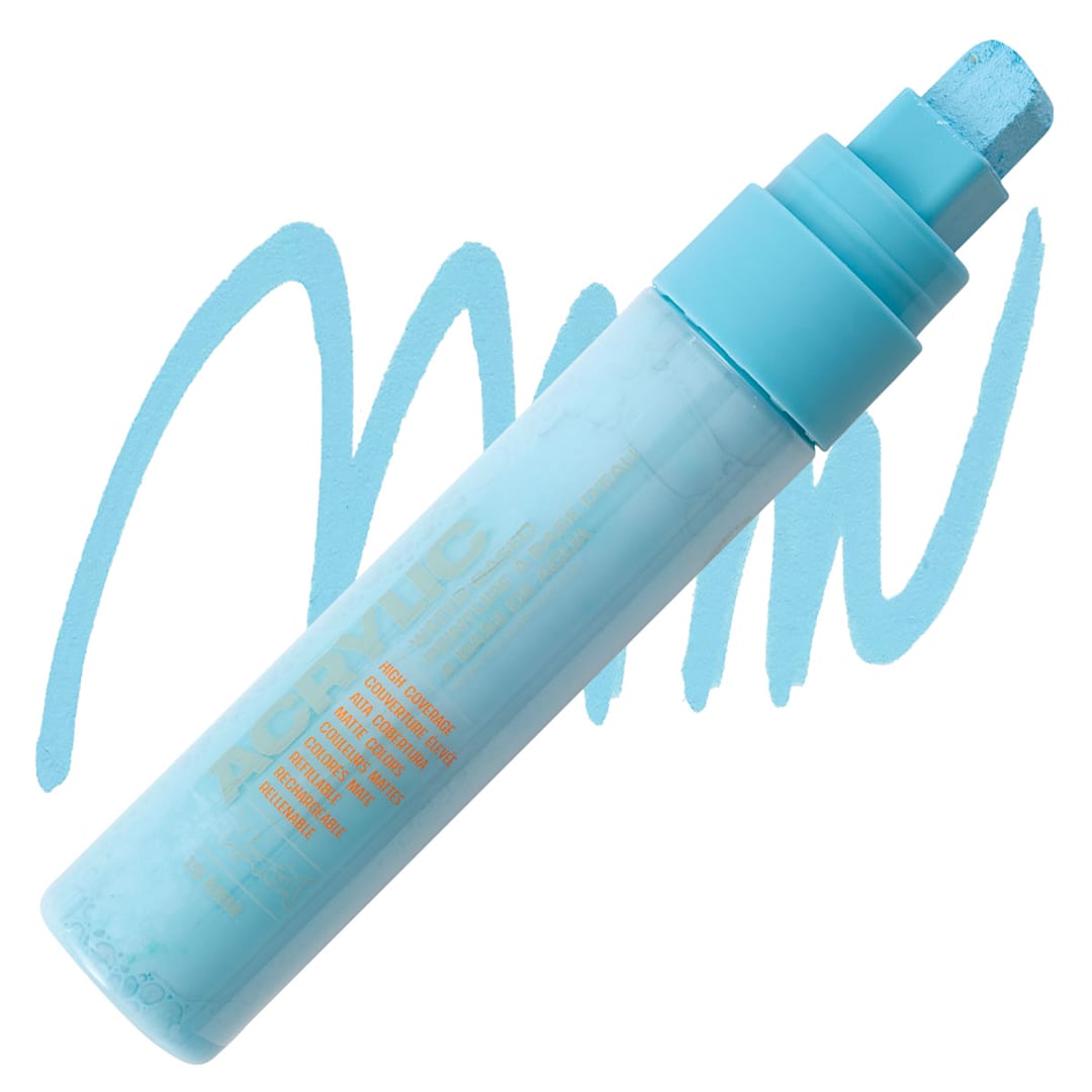 Open in modal - Montana Acrylic Marker - 15 mm Tip, Shock Blue Light marker and swatch