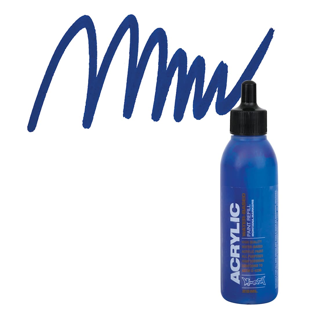 Open in modal - Montana Acrylic Marker Refill - 25 ml , Shock Blue, Refill and swatch