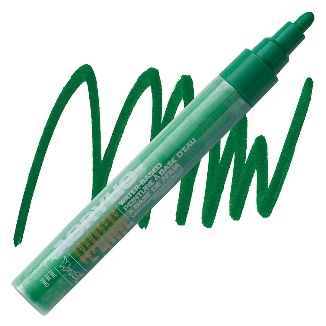 Open in modal - Montana Acrylic Marker - 2 mm Tip, Shock Green Dark marker and swatch