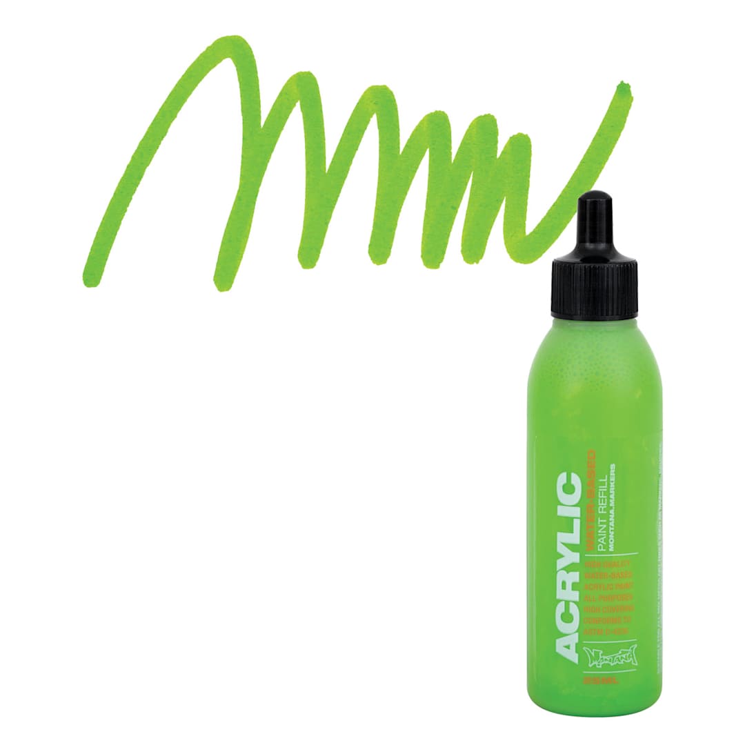 Open in modal - Montana Acrylic Marker Refill - 25 ml , Shock Green Light, Refill and swatch
