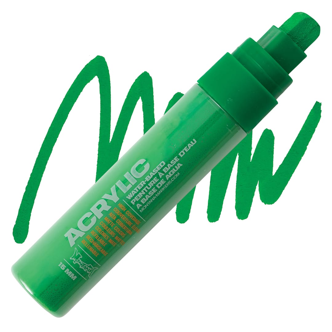 Open in modal - Montana Acrylic Marker - 15 mm Tip, Shock Green marker and swatch