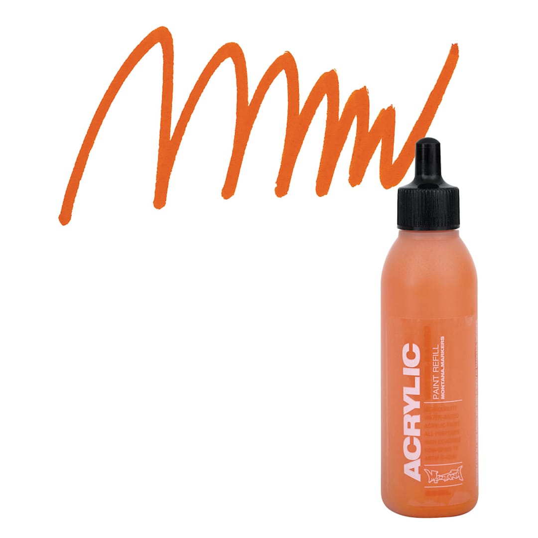 Open in modal - Montana Acrylic Marker Refill - 25 ml , Shock Orange, Refill and swatch