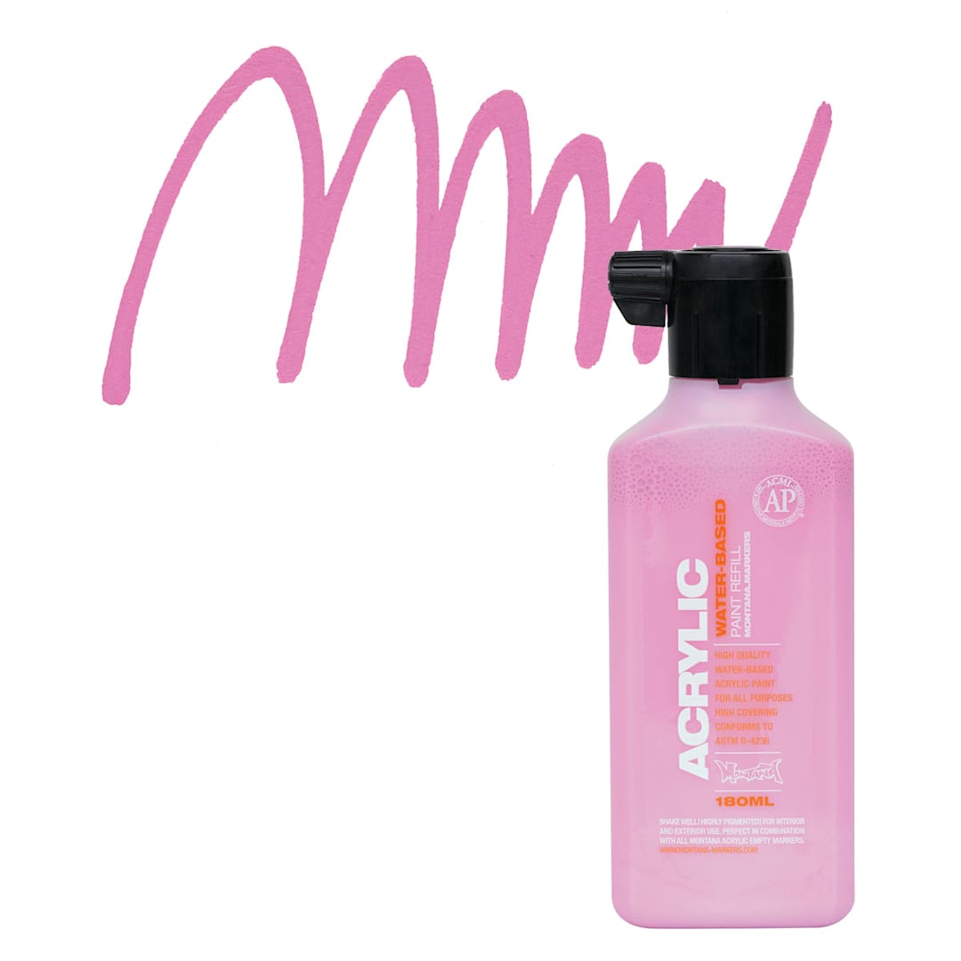 Open in modal - Montana Acrylic Marker Refill - 180 ml, Shock Pink Light, Refill and swatch