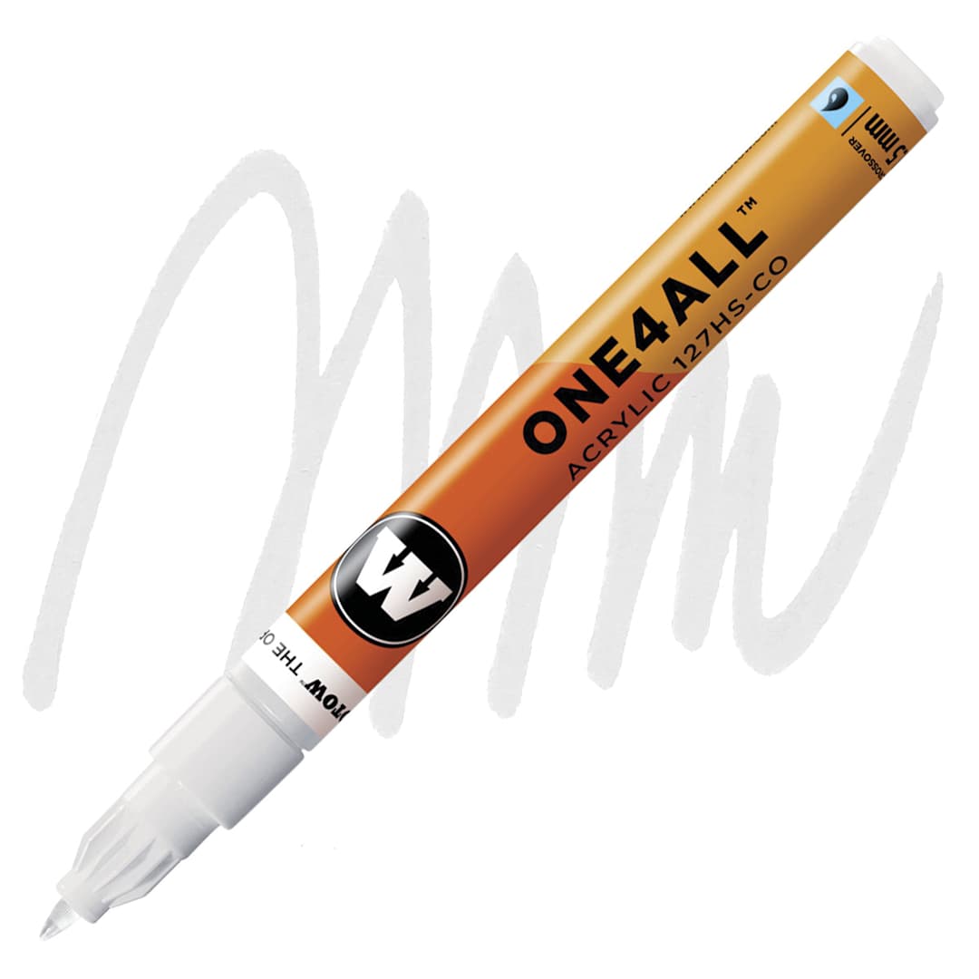 Open in modal - Molotow One4All Acrylic Marker - 1.5 mm Tip, Signal White marker and swatch