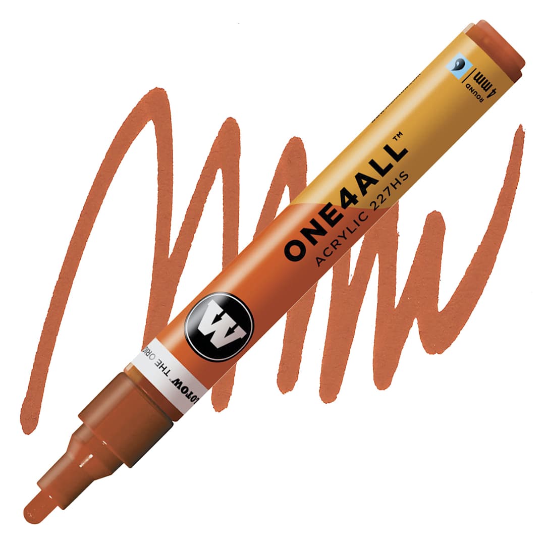 Open in modal - Molotow One4All Acrylic Marker - 4 mm Tip, Lobster, Bullet Tip marker and swatch