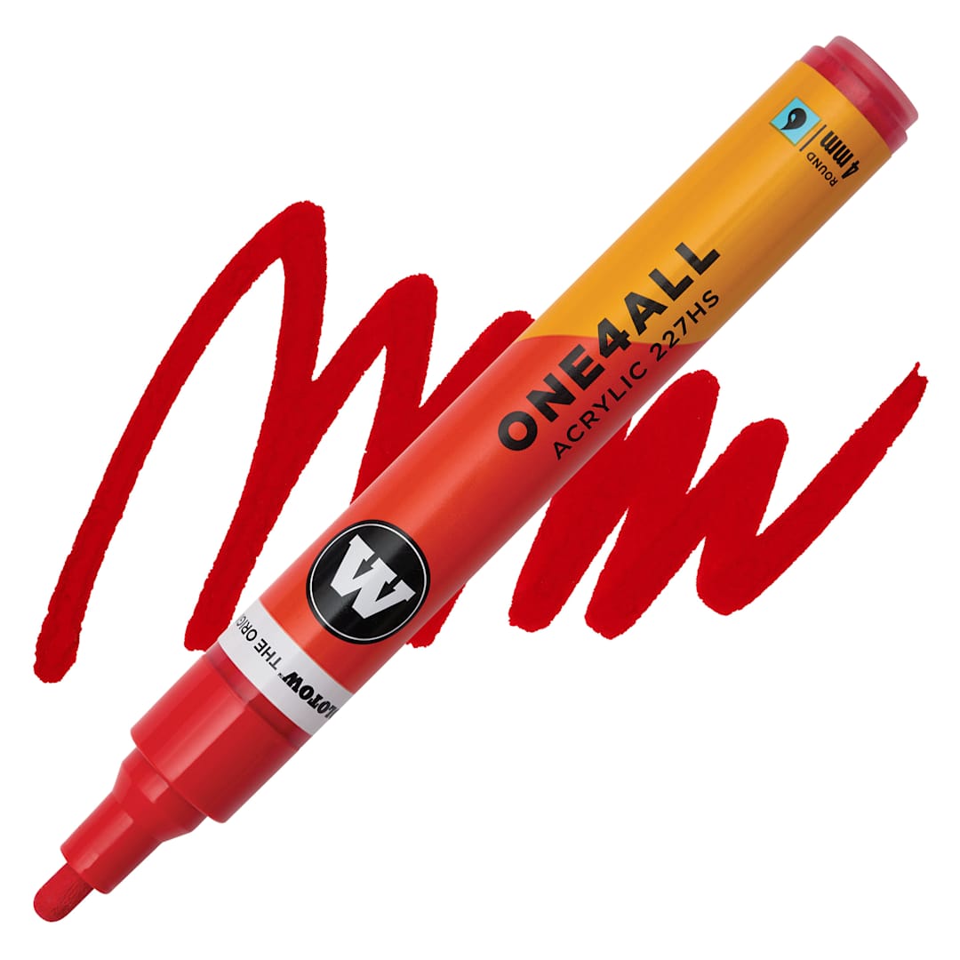 Open in modal - Molotow One4All Acrylic Marker - 4 mm Tip, Vermilion, Bullet Tip