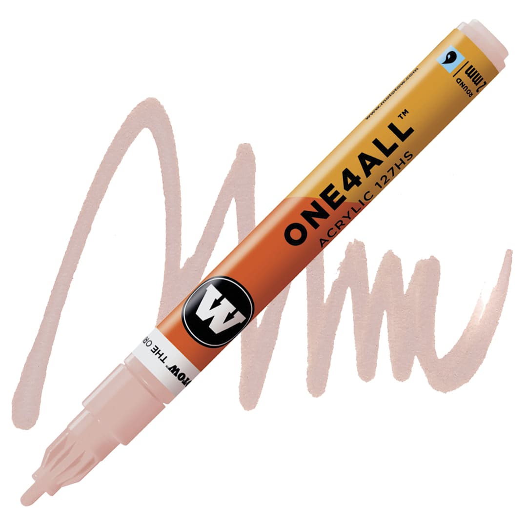 Open in modal - Molotow One4All Acrylic Marker - 2 mm Tip, Pale Pink Pastel, Bullet Tip marker and swatch