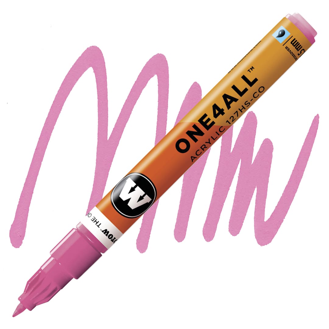 Open in modal - Molotow One4All Acrylic Marker - 1.5 mm Tip, Neon Pink marker and swatch