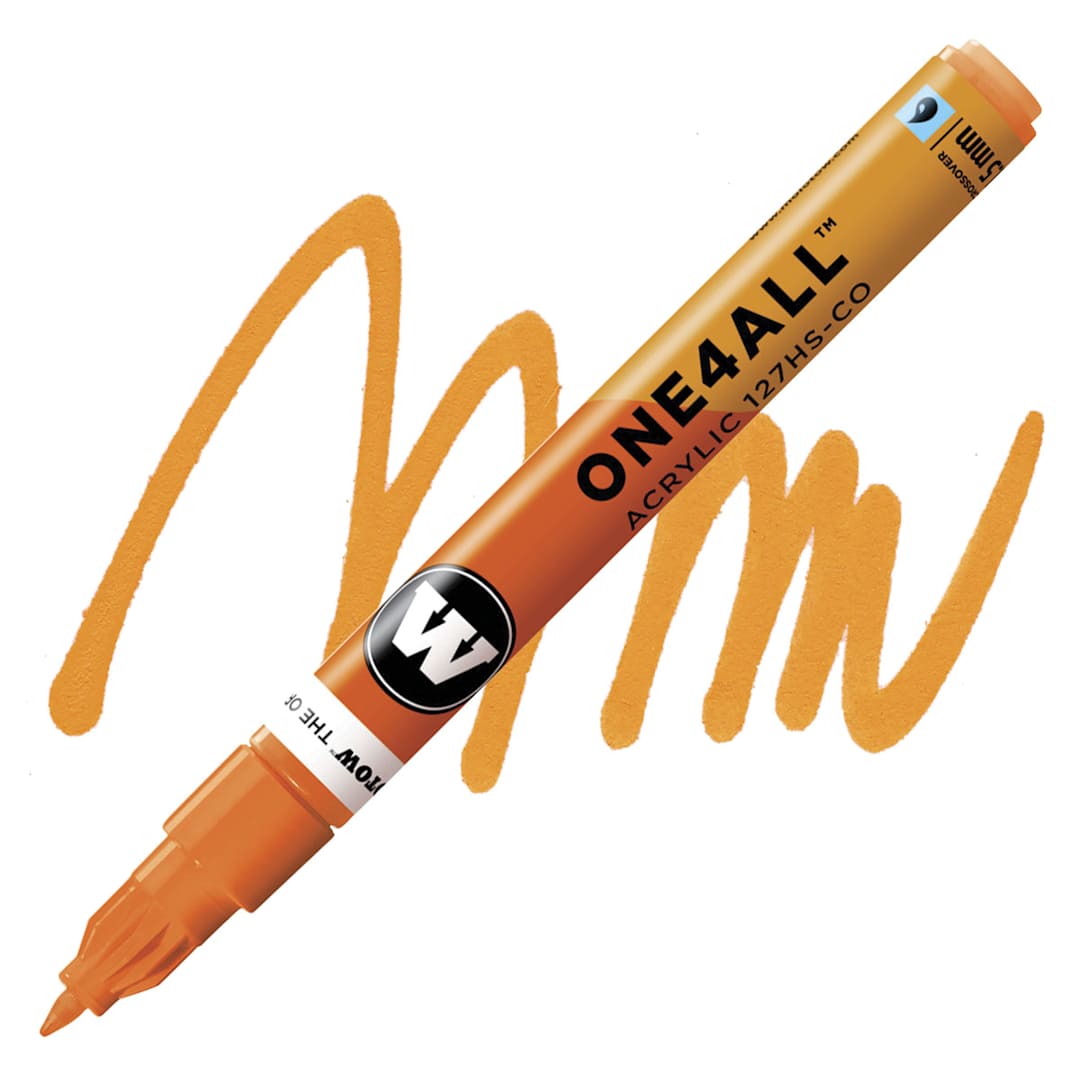 Open in modal - Molotow One4All Acrylic Marker - 1.5 mm Tip, Neon Orange Fluorescent marker and swatch