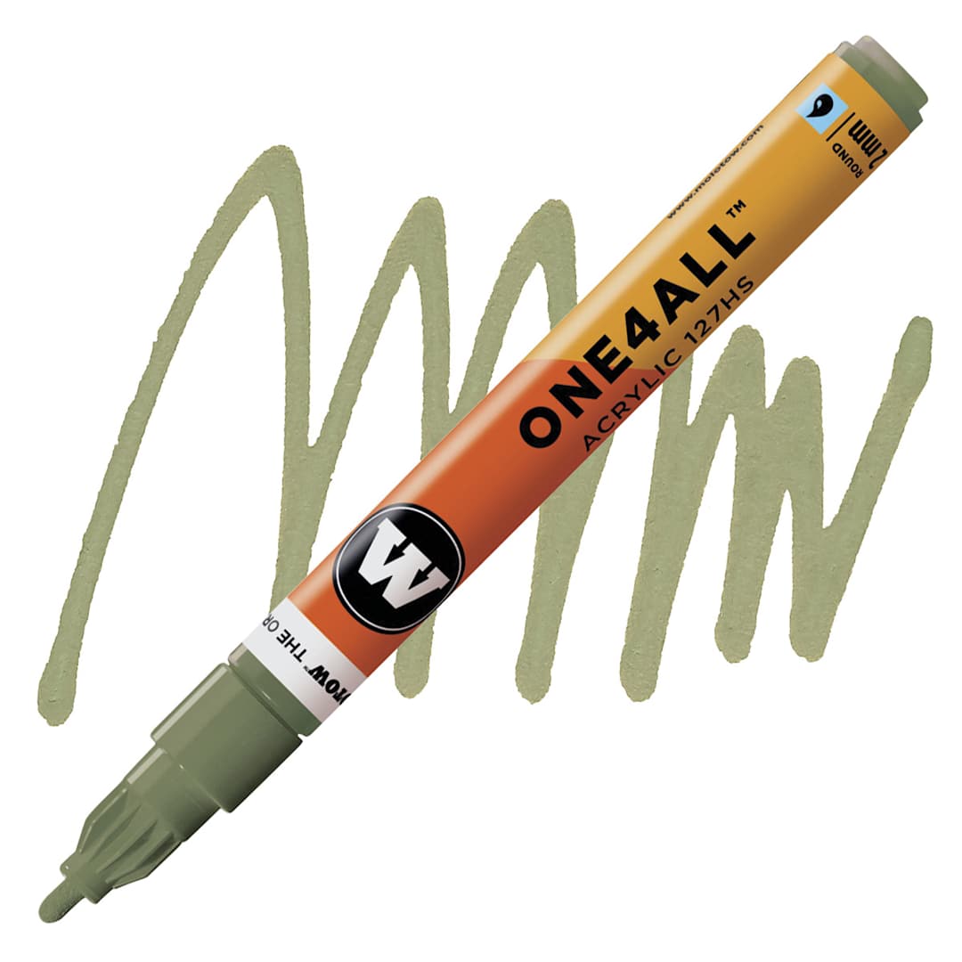 Open in modal - Molotow One4All Acrylic Marker - 2 mm Tip, Amazonas Light, Bullet Tip marker and swatch