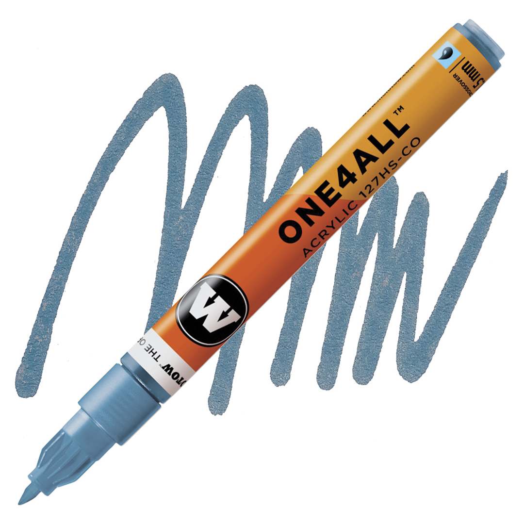 Open in modal - Molotow One4All Acrylic Marker - 1.5 mm Tip, Metallic Blue marker and swatch