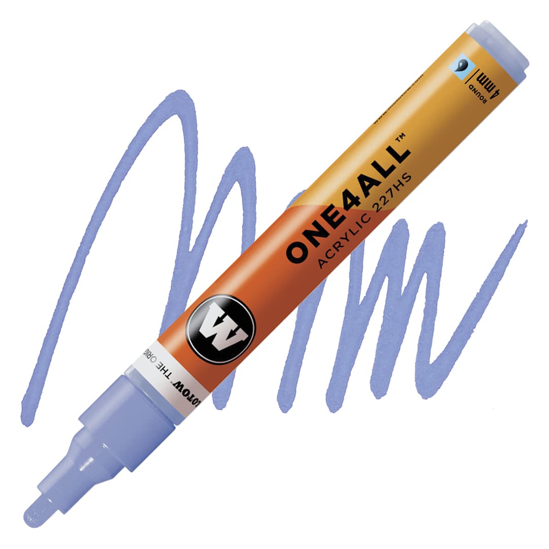 Open in modal - Molotow One4All Acrylic Marker - 4 mm Tip, Blue Violet Pastel marker and swatch